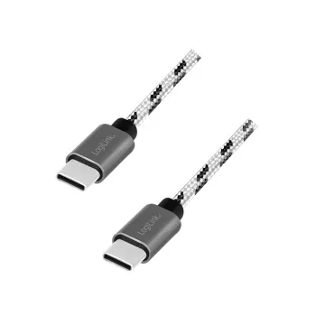 LogiLink USB 2.0 Type-C 3 vnt. kabelių rinkinys, C/M į C/M, aliuminio korpusas, nailono pynė, baltas/juodas