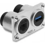 Delock Dual Panel Mount Socket USB 5 Gbps Type-A Female + RJ45 Female Cat.6 sidabrinis