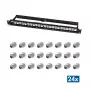 LogiLink Modular 24 prievadų Cat.6A Keystone skydelis, 19 colių/1U, juodas, EconLine