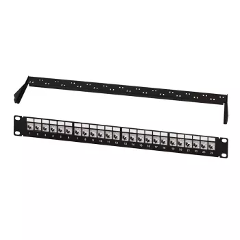 LogiLink Modular 24 prievadų Cat.6A Keystone skydelis, 19 colių/1U, juodas, EconLine