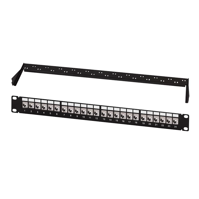 LogiLink Modular 24 prievadų Cat.6A Keystone skydelis, 19 colių/1U, juodas, EconLine