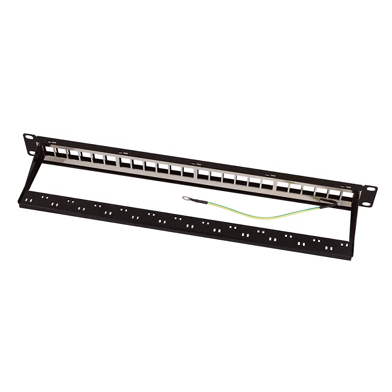 LogiLink Modular 24 prievadų Cat.6A Keystone skydelis, 19 colių/1U, juodas, EconLine