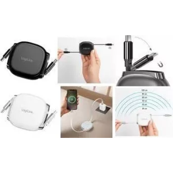LogiLink CU0500 USB-C į USB-C įtraukiamas laidas, USB 2.0, 480 Mbps, 60W, 1 m, juodas