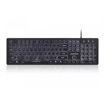 Perixx PERIBOARD-317 laidinis apšviestas klaviatūra, juoda, 105 klavišų QWERTY, balta LED, USB