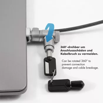 LogiLink NBS015 Universalus raktinis užraktas nešiojamiesiems kompiuteriams, ultrabookams, MacBook Pro ir planšetėms – cinkuoto plieno kabelis, 2 m, juoda/sidabrinė
