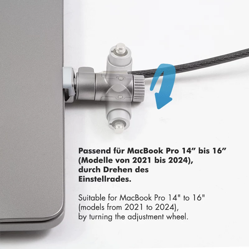 LogiLink NBS015 Universalus raktinis užraktas nešiojamiesiems kompiuteriams, ultrabookams, MacBook Pro ir planšetėms – cinkuoto plieno kabelis, 2 m, juoda/sidabrinė