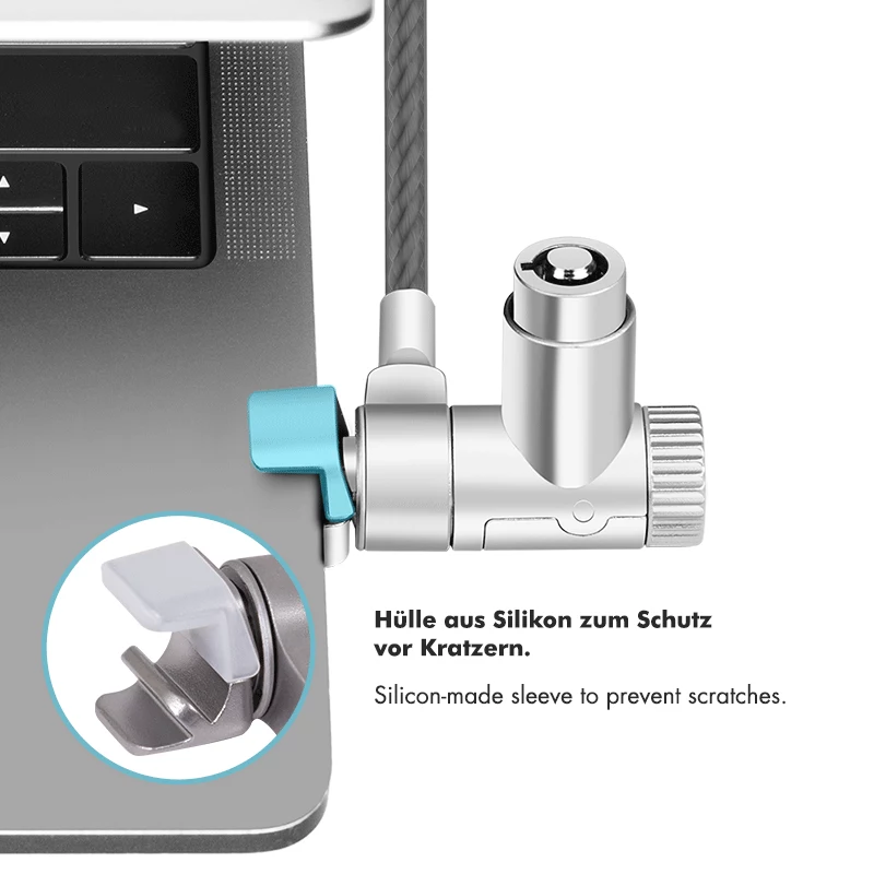 LogiLink NBS015 Universalus raktinis užraktas nešiojamiesiems kompiuteriams, ultrabookams, MacBook Pro ir planšetėms – cinkuoto plieno kabelis, 2 m, juoda/sidabrinė
