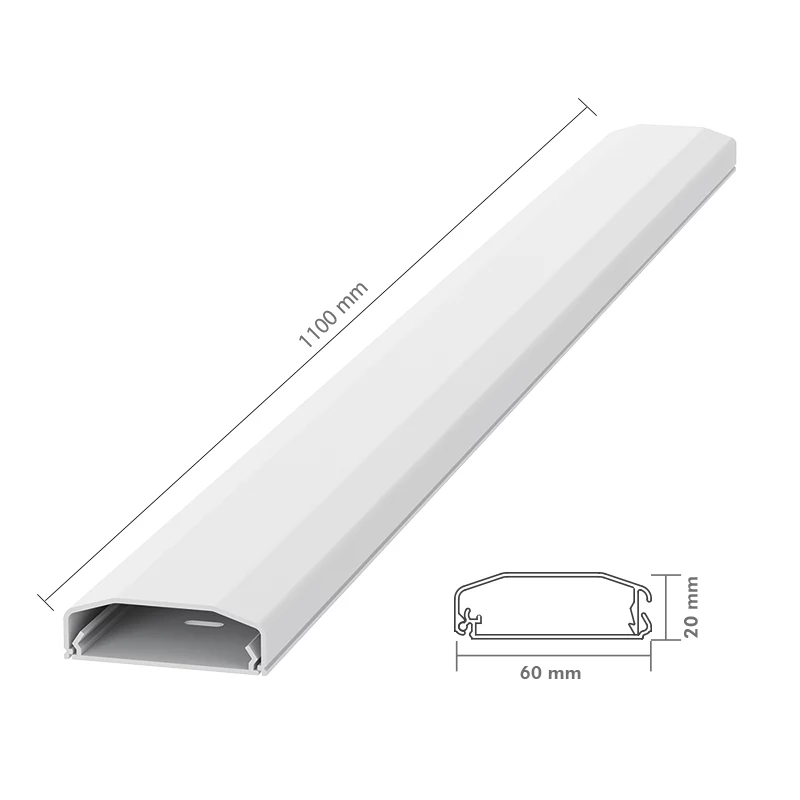 LogiLink kabelių kanalas, PVC, 750 x 60 x 20 mm, baltas, lipnus, su užfiksuojamu dangteliu