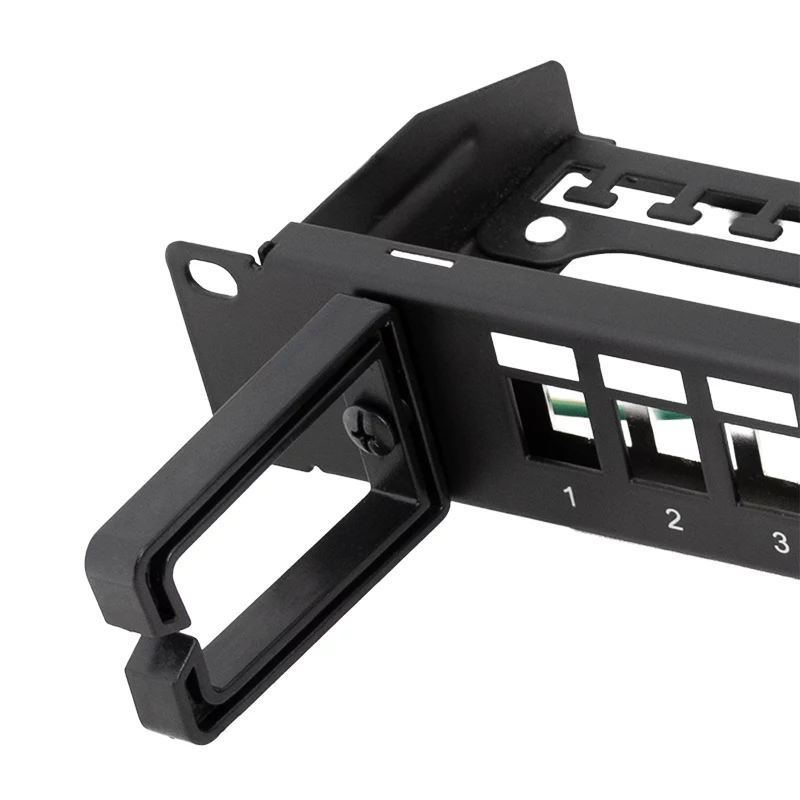 LOGILINK Modular 16 prievadų Cat.6A Keystone skydelis, 19 inch/1U, su 3 kabelių žiedais, juodas