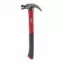 Milwaukee Carpenter's Hammer 570g Curved Claw Fiberglass Handle su magnetiniu vinių laikikliu