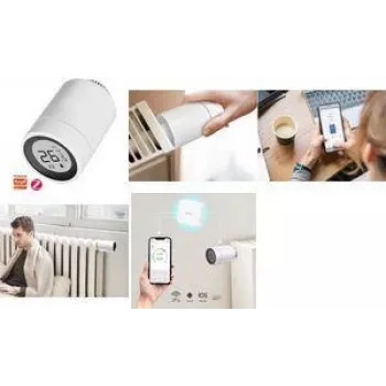 LogiLink Zigbee išmanusis radiatoriaus termostato vožtuvas su LCD ekranu, suderinamas su Tuya, baltas