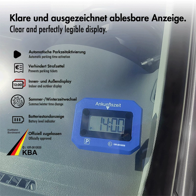 LogiLink elektroninis parkavimo diskas, KBA sertifikuotas, mėlynas