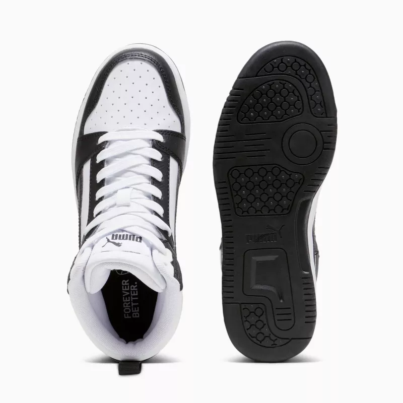 Puma Rebound V6 Mid vaikiški sportbačiai White Black 393831 01 38 dydis