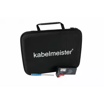 Kabelmeister baterijų laikymo dėklas su įmontuotu testeriu AA, AAA, C, D, 9V ir monetinėms baterijoms - juoda