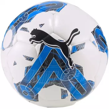PUMA Orbita 5 Hybrid futbolo kamuolys 4 dydžio, baltas / mėlynas blizgesys / Puma juoda