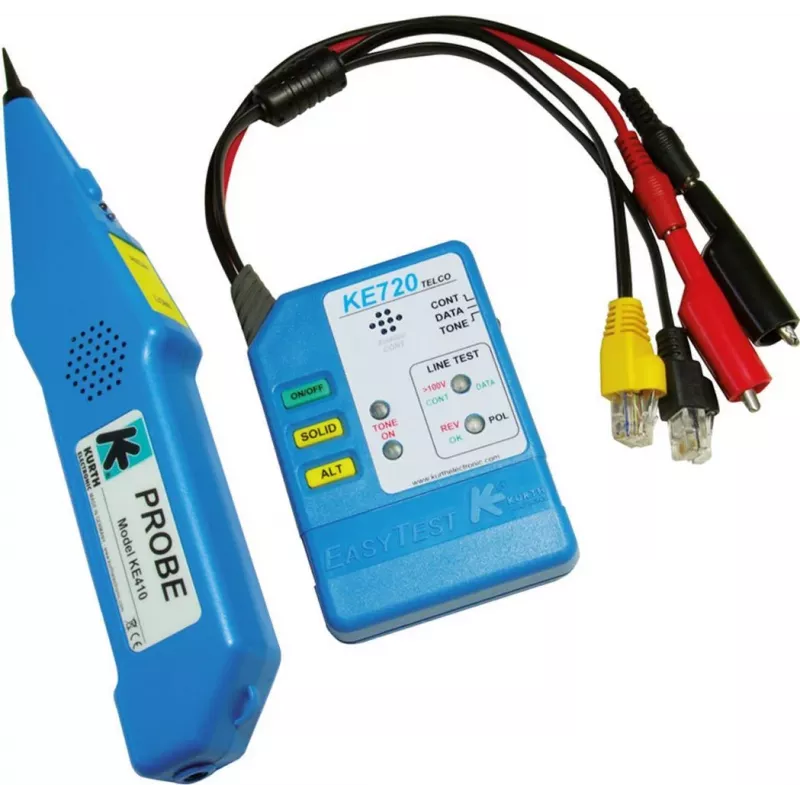 Kurth Electronic KE 701 tinklo kabelių testeris su tono generatoriumi, RJ45/RJ11/Coax, 240V apsauga