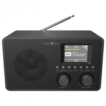 Reflexion HRA1824DAB+ DAB+ ir FM radijo laikrodis su Bluetooth, dvigubu žadintuvu, mediniu korpusu - juoda