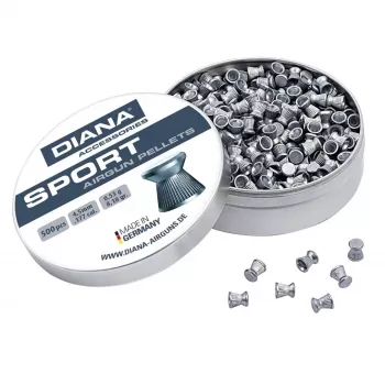 DIANA Sport 4,5 mm Diabolo šratai .177 cal, 500 vnt., apvalia galvute, švininiai, oriniams šautuvams ir pistoletams