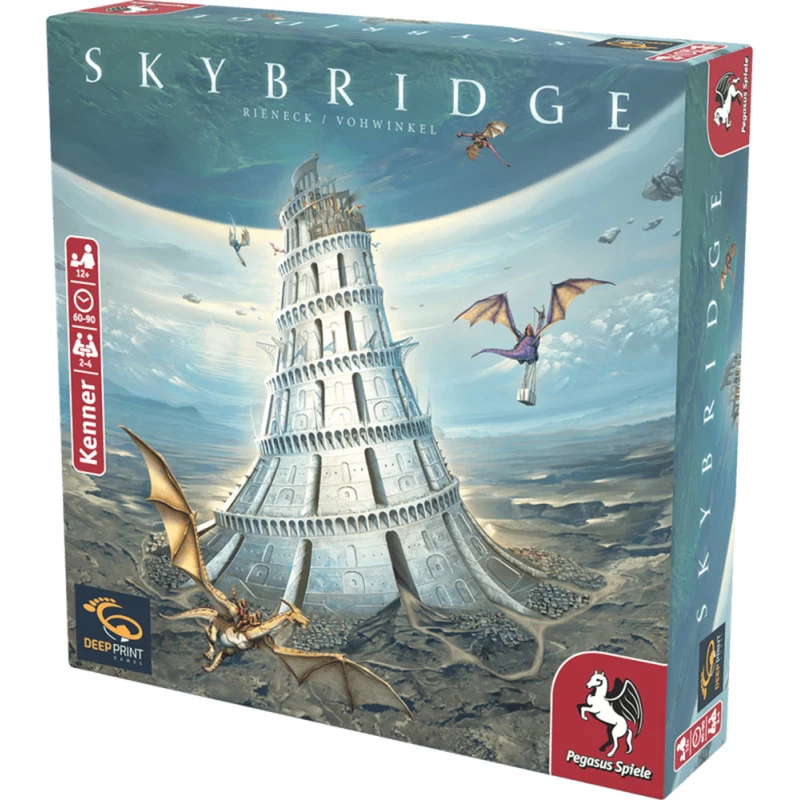 PEGASUS Deep Print Games: Skybridge - strateginis stalo žaidimas 2-4 žaidėjams, nuo 10 metų, 60-90 min., miestų statymo ir tinklų mechanika, daugiakalbis (EN/DE)