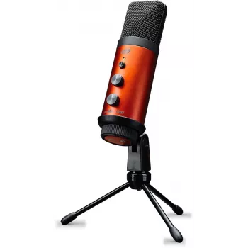 ESI cosMik uCast studijinis mikrofonas - USB-C kondensatorinis mikrofonas su ausinių išvestimi, 24-bit/96kHz, kardioidinis, stalinis stovas, juodos spalvos