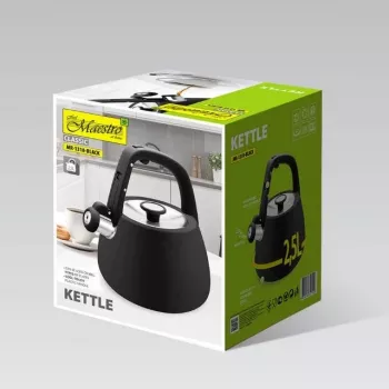 MEO Maestro virdulys ant viryklės 2,5 l, matinė juoda, nerūdijantis plienas su švilpuku MR-1318-BLACK