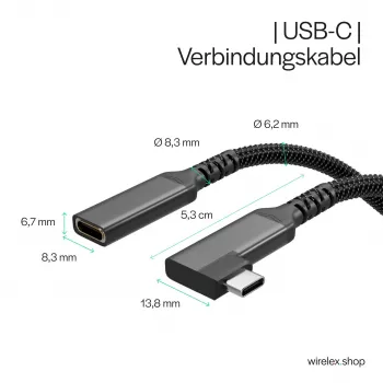 ShiverPeaks USB-C prailginimo kabelis USB-C/C 3.2 PD 90° - kabelis - skaitmeninis/duomenų