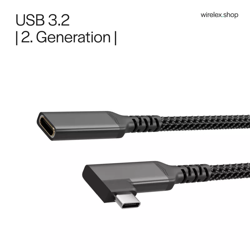 ShiverPeaks USB-C prailginimo kabelis USB-C/C 3.2 PD 90° - kabelis - skaitmeninis/duomenų