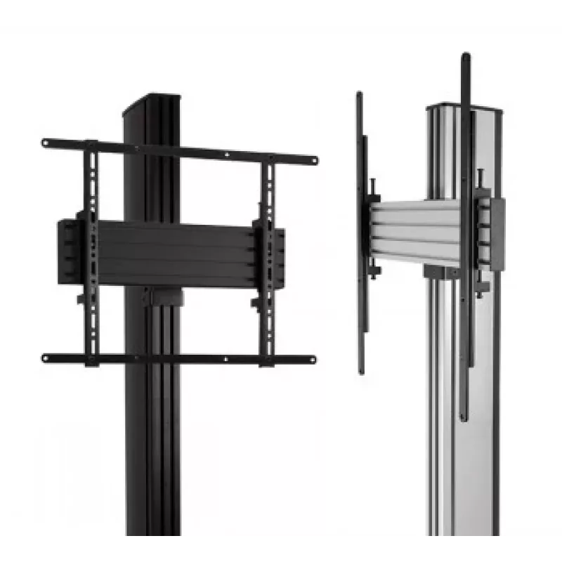 B-TECH AV SYSTEM X - Universalus dvigubų plokščių ekranų grindų stovas (VESA 600 x 400) - 2,4 m, juodas