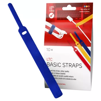 LABEL THE CABLE LTC BASIC STRAPS 17 cm kilpiniai kabelių raiščiai, 10 vnt., įvairiaspalviai (mėlyna, geltona, raudona)