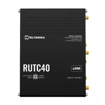 Teltonika Networks RUTC40 pramoninis 4G LTE Cat 6 dviejų juostų Wi-Fi 5 gigabitinės spartos maršrutizatorius su dviguba SIM, GNSS, UK maitinimo šaltiniu