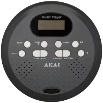 AKAI ACDP-200 PLUS nešiojamasis CD grotuvas su 40s apsauga nuo šuolių, DBBS, USB maitinimu, juodos spalvos