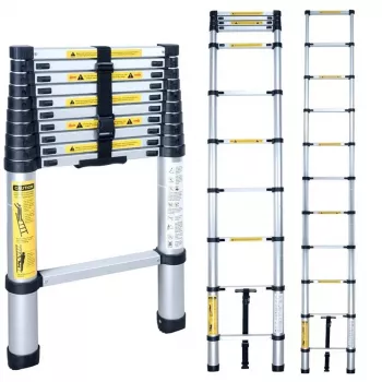 Teleskopinės kopėčios BL-T380, 380 cm, 13 laiptelių, aliuminio, EN131, 150 kg
