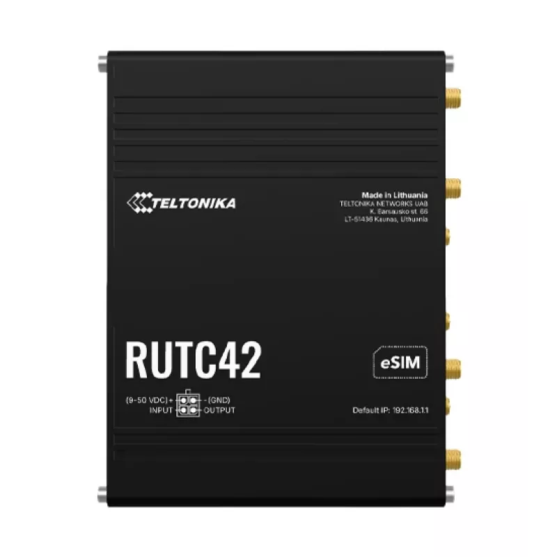 Teltonika Networks RUTC42 (JK) 4G/Wi-Fi 6 dviejų juostų pramoninis korinis maršrutizatorius