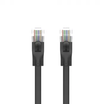 UNITEK Cat.6 UTP plokščias jungiamasis kabelis 10 m, juodas, RJ45, snagless, Gigabit Ethernet