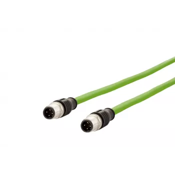 METZ CONNECT M12 D-koduotas pramoninis Ethernet kabelis, 4 kontaktų kištukas į 4 kontaktų kištuką, 5 m, PUR žalias