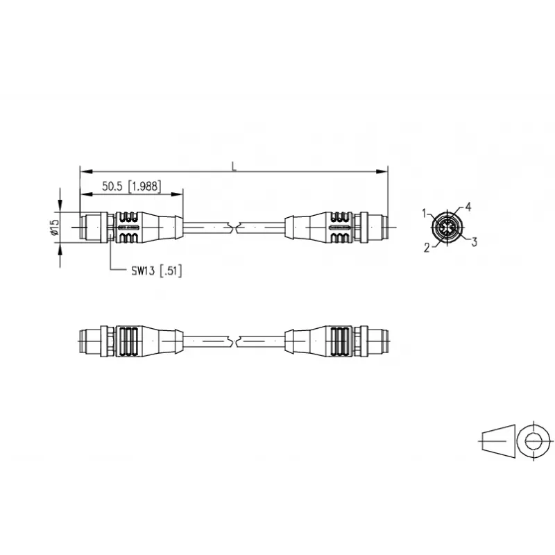 METZ CONNECT M12 D-koduotas pramoninis Ethernet kabelis, 4 kontaktų kištukas į 4 kontaktų kištuką, 5 m, PUR žalias