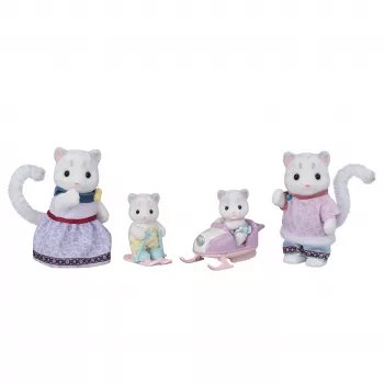 EPOCH Sylvanian Families Snow Leopard šeimos figūrėlių rinkinys - 4 kolekcinės figūrėlės su minkšta danga