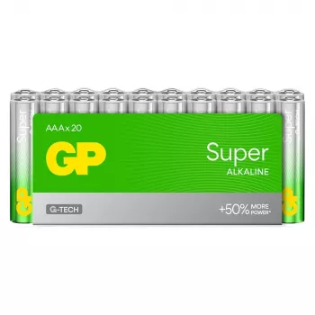 GP Super Alkaline AAA baterijos LR03 20 vnt. pakuotė G-TECH