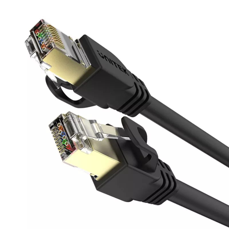 UNITEK Cat.7 S/FTP 2,0 m Ethernet jungiamasis laidas, 10Gbps, 600MHz, auksu dengti RJ45, juodas