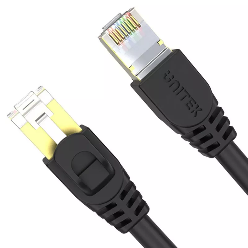 UNITEK Cat.7 S/FTP 2,0 m Ethernet jungiamasis laidas, 10Gbps, 600MHz, auksu dengti RJ45, juodas