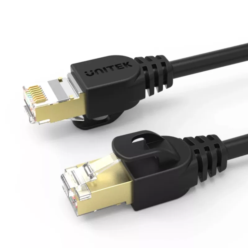 UNITEK Cat.7 S/FTP 2,0 m Ethernet jungiamasis laidas, 10Gbps, 600MHz, auksu dengti RJ45, juodas