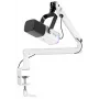 FIFINE TAM8W Dinaminis XLR/USB podkasto mikrofonas su stovo rankena, baltas