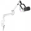 FIFINE TAM8W Dinaminis XLR/USB podkasto mikrofonas su stovo rankena, baltas