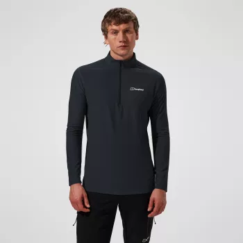 Berghaus 24/7 Tech Tee LS HZ vyriškas ilgomis rankovėmis pusiau užtraukiamas viršus, juodos spalvos