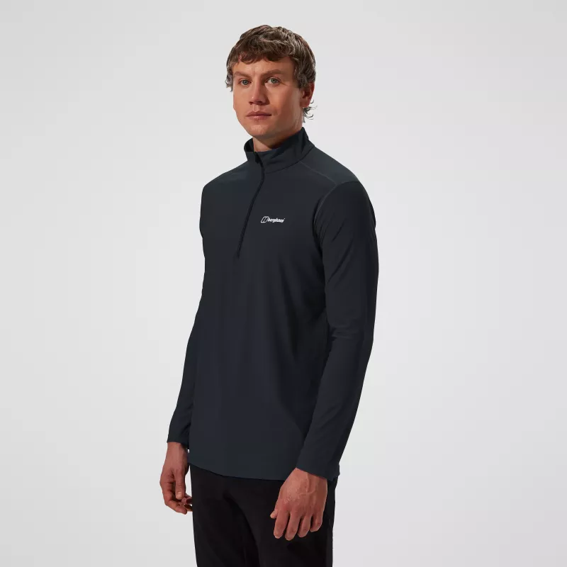 Berghaus 24/7 Tech Tee LS HZ vyriškas ilgomis rankovėmis pusiau užtraukiamas viršus, juodos spalvos