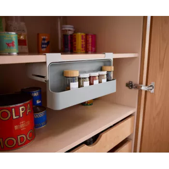 Joseph Joseph CupboardStore po lentyna esantis prieskonių stovas, pilka, 7 stiklainių talpa, be įrankių tvirtinamas lipnia juosta