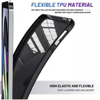 MRDISC Back Cover, skirta Apple iPad Pro M4, juoda TPU – plonas smūgius sugeriantis dėklas su pakeltais kraštais, atsparus įbrėžimams matinis paviršius, tikslūs išpjovimai (MG-BCIPTABPROM4SW)