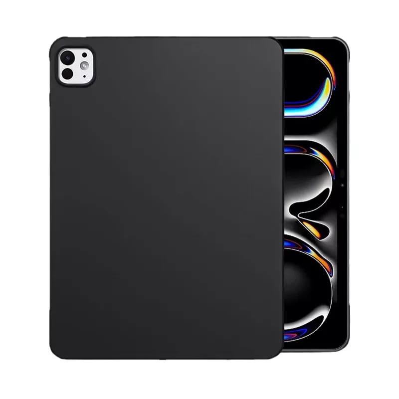 MRDISC Back Cover, skirta Apple iPad Pro M4, juoda TPU – plonas smūgius sugeriantis dėklas su pakeltais kraštais, atsparus įbrėžimams matinis paviršius, tikslūs išpjovimai (MG-BCIPTABPROM4SW)