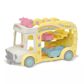 Sylvanian Families Adventure Kindergarten Bus Rainbow - žaislinis autobusas su darželio įranga