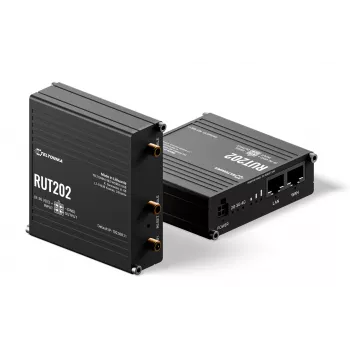 Teltonika Networks RUT202 4G LTE Wi-Fi maršrutizatorius, dviguba SIM, 2x Ethernet, DIN bėgio/sieninis tvirtinimas, aliuminis